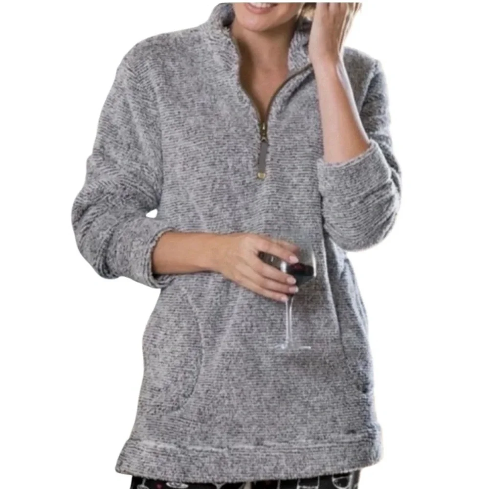 Soft Surroundings Plush Fleece quarter Zip Pullover soft comfort core Loungewear